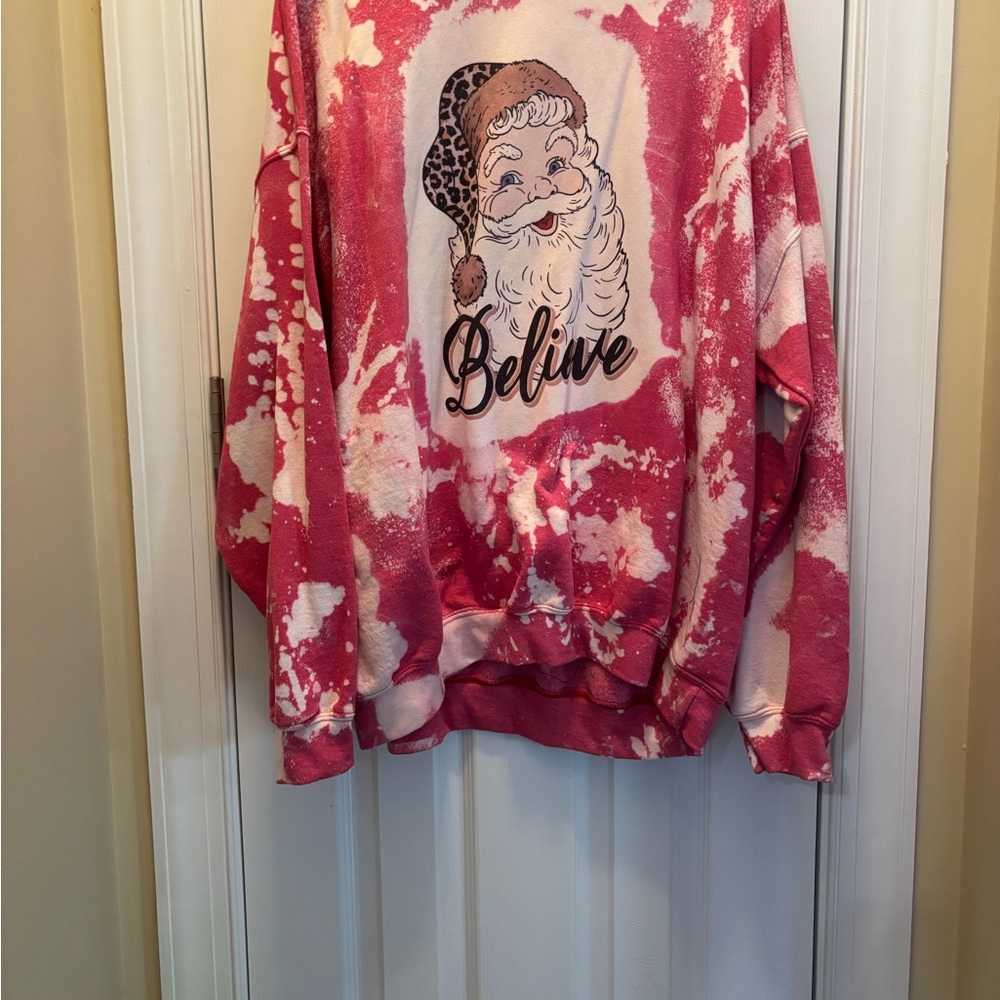 Gildan Pink Tie-Dye Sweatshirt with Leopard Print
